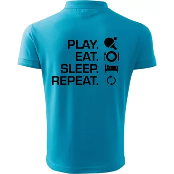 Pánská košile Stolní tenis - eat sleep - Polokošile pánská Pique Polo 203 - L ( Světlý tyrkys )