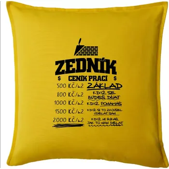Polštář Ceník zedníka - cena za metr - Polštář 50x50 - 50x50 - Pouze potah ( Žlutá )
