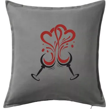 Polštář Víno je láska kulaté skleničky - Polštář 50x50 - 50x50 - Pouze potah ( Tmavě šedý melír )