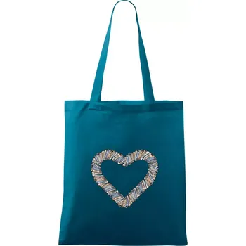 Srdce z knih - Taška bavlněná - 42 x 38 cm ( Petrolejová )
