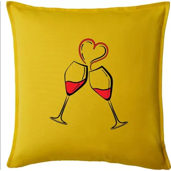 Polštář Víno je láska jednoduchý nákres - Polštář 50x50 - 50x50 - Pouze potah ( Žlutá )