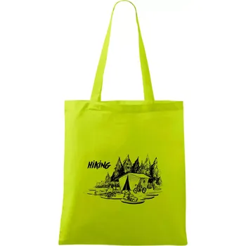 Hiking - obrázek kreslený - Taška bavlněná - 42 x 38 cm ( Limetková )