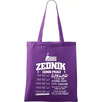 Ceník zedníka - cena za metr - Taška bavlněná - 42 x 38 cm ( Fialová )