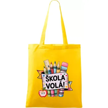 Škola volá - barevné - Taška bavlněná - 42 x 38 cm ( Žlutá )
