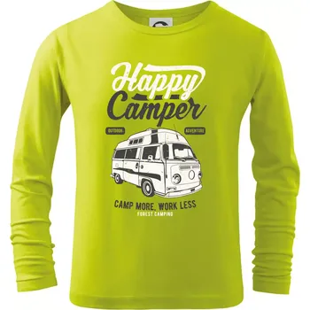 Chlapecké oblečení Happy Camper - Triko dětské Long Sleeve - 146 cm/10 let ( Limetková )