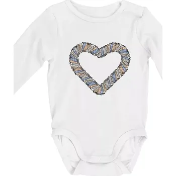 Srdce z knih - Body kojenecké s dlouhým rukávem - Dlouhý r. do 3 měs ( Bílá )