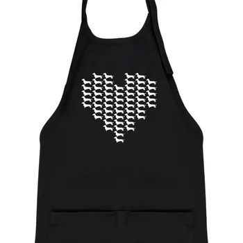 Kuchyňská zástěra Jezevčík - Srdce - Dětská zástěra na vaření - Univerzální velikost ( Černá )