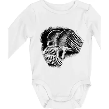 Ping pong pálky a síť - Body kojenecké s dlouhým rukávem - Dlouhý r. 3-6 měs ( Bílá )