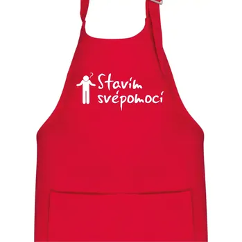 Kuchyňská zástěra Stavím svépomocí - ikona - Dětská zástěra na vaření - Univerzální velikost ( Červená )