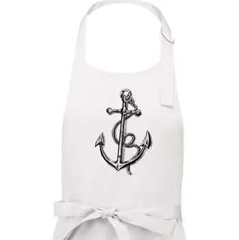 Kuchyňská zástěra Kotva kreslená tužkou - Dámská zástěra na vaření - Univerzální velikost ( Bílá )