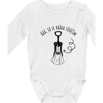 Kojenecké oblečení Já se ráda točím - vývrtka - Body kojenecké s dlouhým rukávem - Dlouhý r. do 3 měs ( Bílá )