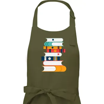 Kuchyňská zástěra Knihy flat design - Dámská zástěra na vaření - Univerzální velikost ( Khaki )