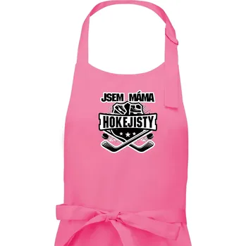 Kuchyňská zástěra Hokejový erb - Máma hokejisty - Dámská zástěra na vaření - Univerzální velikost ( Růžová )