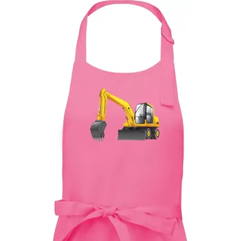 Kuchyňská zástěra Bagr bez nápisu ze předu - Pánská zástěra na vaření - Univerzální velikost ( Růžová )