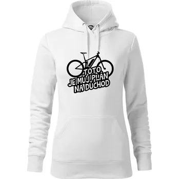 Dámská mikina Ebike plán na důchod - Mikina dámská Cape s kapucí - M ( Bílá )