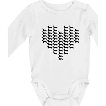 Kojenecké oblečení Jezevčík - Srdce - Body kojenecké s dlouhým rukávem - Dlouhý r. do 3 měs ( Bílá )
