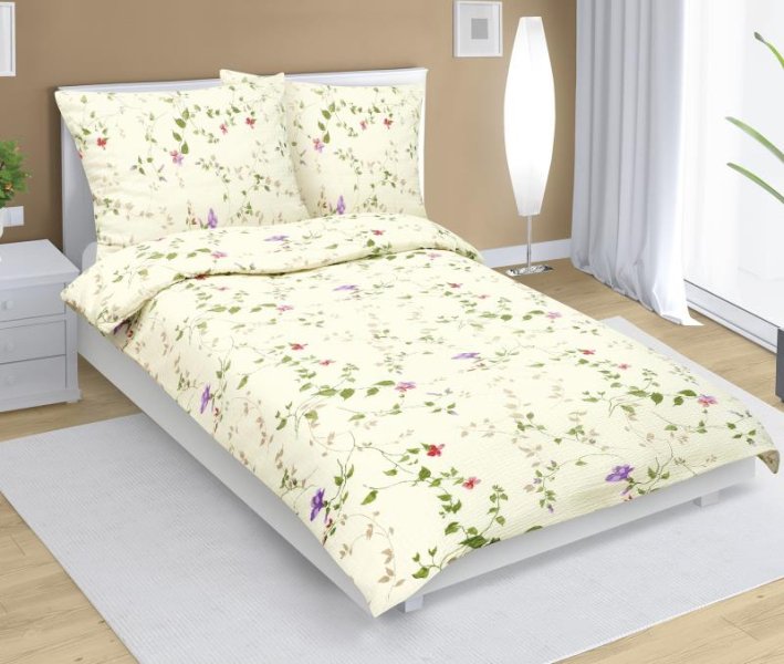 Bellatex Povlečení krepové Fialka Smetanová, rozměr 140x200, 70x90 cm