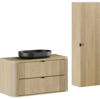 Koupelnový nábytek Koupelnová sestava Ovalia se skříňkami a umyvadlem 100 cm dub Cremona