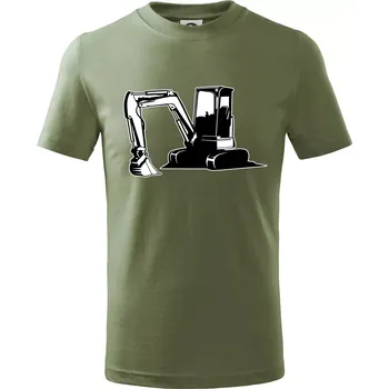 Bagr bez nápisu černobílý - Tričko dětské bavlněné - 158 cm/12 let ( Khaki )