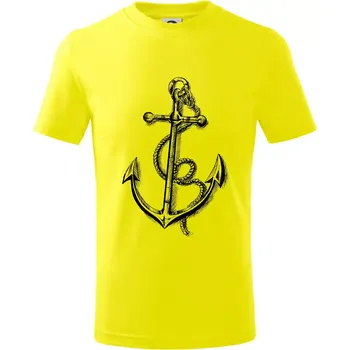 Kotva kreslená tužkou - Tričko dětské bavlněné - 98 cm / 2 roky ( Citrónová )