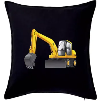 Polštář Bagr bez nápisu ze předu - Polštář 50x50 - 50x50 - Včetně výplně ( Černá )