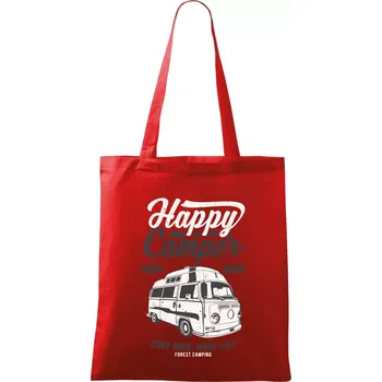 Nákupní taška Happy Camper - Taška bavlněná - 42 x 38 cm ( Červená )