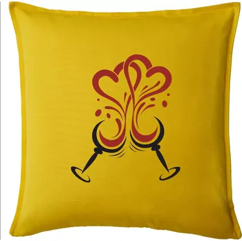 Polštář Víno je láska kulaté skleničky - Polštář 50x50 - 50x50 - Pouze potah ( Žlutá )