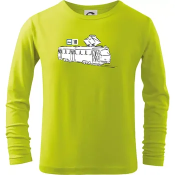 Tramvaj číslo 10 - Triko dětské Long Sleeve - 122 cm/6 let ( Limetková )