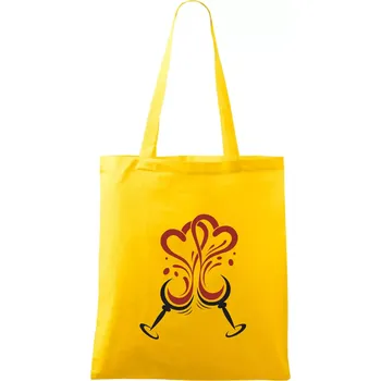 Víno je láska kulaté skleničky - Taška bavlněná - 42 x 38 cm ( Žlutá )