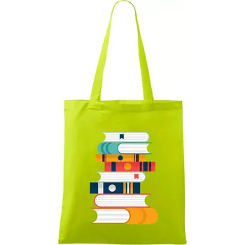 Knihy flat design - Taška bavlněná - 42 x 38 cm ( Limetková )