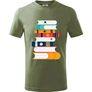 Dětská móda Knihy flat design - Tričko dětské bavlněné - 98 cm / 2 roky ( Khaki )