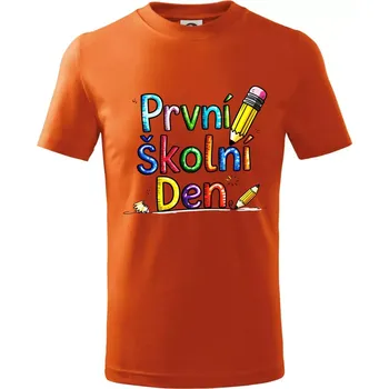 Chlapecké oblečení První školní den - Tričko dětské bavlněné - 104-110cm / 3-4 roky ( Oranžová )