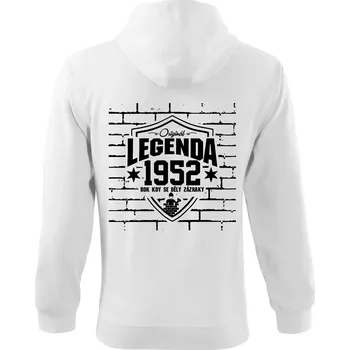 Pánská mikina Zedník - legenda - 1952 - Mikina s kapucí na zip trendy zipper - S ( Bílá )