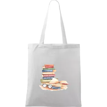 Knihy barevné a brýle - Taška bavlněná - 42 x 38 cm ( Bílá )