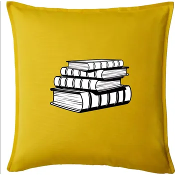 Polštář Knihy černobílé na sobě - Polštář 50x50 - 50x50 - Pouze potah ( Žlutá )