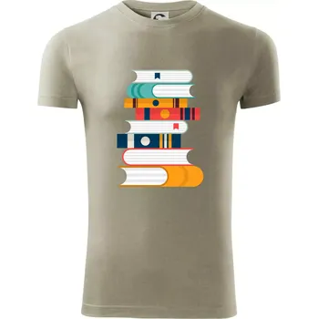 Pánské tričko Knihy flat design - Viper FIT - Pánské zůžené tričko - XL ( Light khaki )