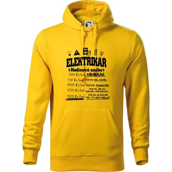 Pánská mikina Elektrikář hodinová sazba - Mikina pánská Cape s kapucí - 3XL ( Žlutá )