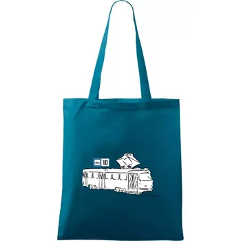 Tramvaj číslo 10 - Taška bavlněná - 42 x 38 cm ( Petrolejová )