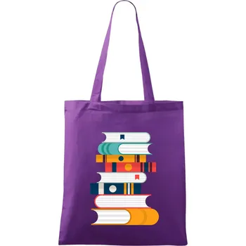 Knihy flat design - Taška bavlněná - 42 x 38 cm ( Fialová )