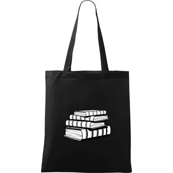 Nákupní taška Knihy černobílé na sobě - Taška bavlněná - 42 x 38 cm ( Černá )