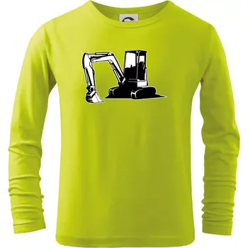 Dětská móda Bagr bez nápisu černobílý - Triko dětské Long Sleeve - 122 cm/6 let ( Limetková )