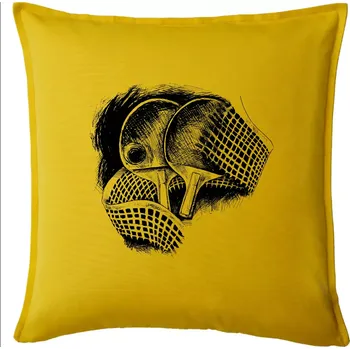 Polštář Ping pong pálky a síť - Polštář 50x50 - 50x50 - Pouze potah ( Žlutá )