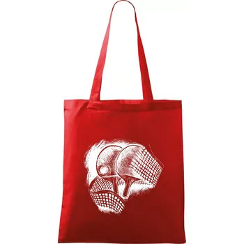 Nákupní taška Ping pong pálky a síť - Taška bavlněná - 42 x 38 cm ( Červená )