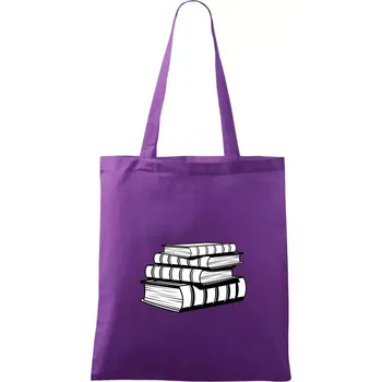 Knihy černobílé na sobě - Taška bavlněná - 42 x 38 cm ( Fialová )