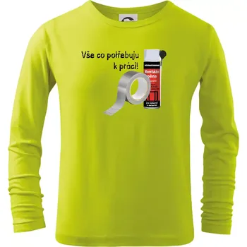 Dětská móda Pěna a páska - vše co potřebuji k práci - Triko dětské Long Sleeve - 134 cm/8 let ( Limetková )