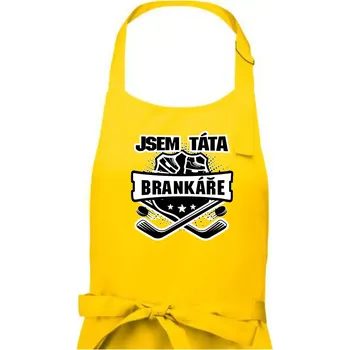 Kuchyňská zástěra Hokejový erb - Táta brankáře - Pánská zástěra na vaření - Univerzální velikost ( Žlutá )