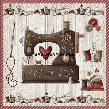 Panel bavlna - ŠITÍ, PLETENÍ-142-11 Velikost: 15x15cm