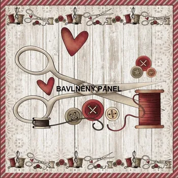 Panel bavlna - ŠITÍ, PLETENÍ-142-10 Velikost: 15x15cm