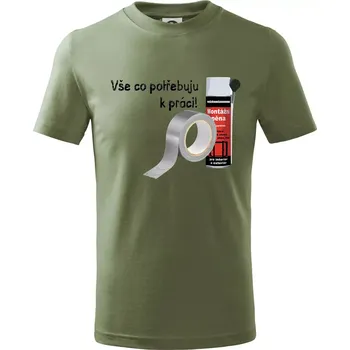 Pěna a páska - vše co potřebuji k práci - Tričko dětské bavlněné - 104-110cm / 3-4 roky ( Khaki )