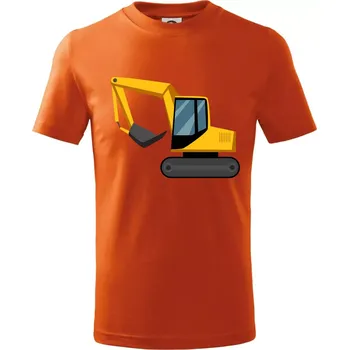 Chlapecké oblečení Bagr bez nápisu z boku - Tričko dětské bavlněné - 122 cm/6 let ( Oranžová )